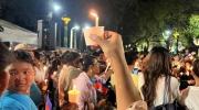 暹粒省民众聚集点烛光，祈求持久和平