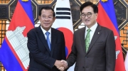 洪森亲王向韩国国会议长致贺电，祝贺韩国建国纪念日！