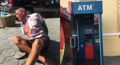 男子提不到钱，打坏提款机，被逮捕。