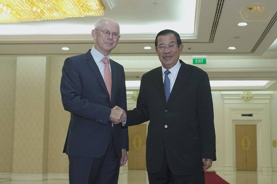 洪森接见欧洲理事会前任主席。