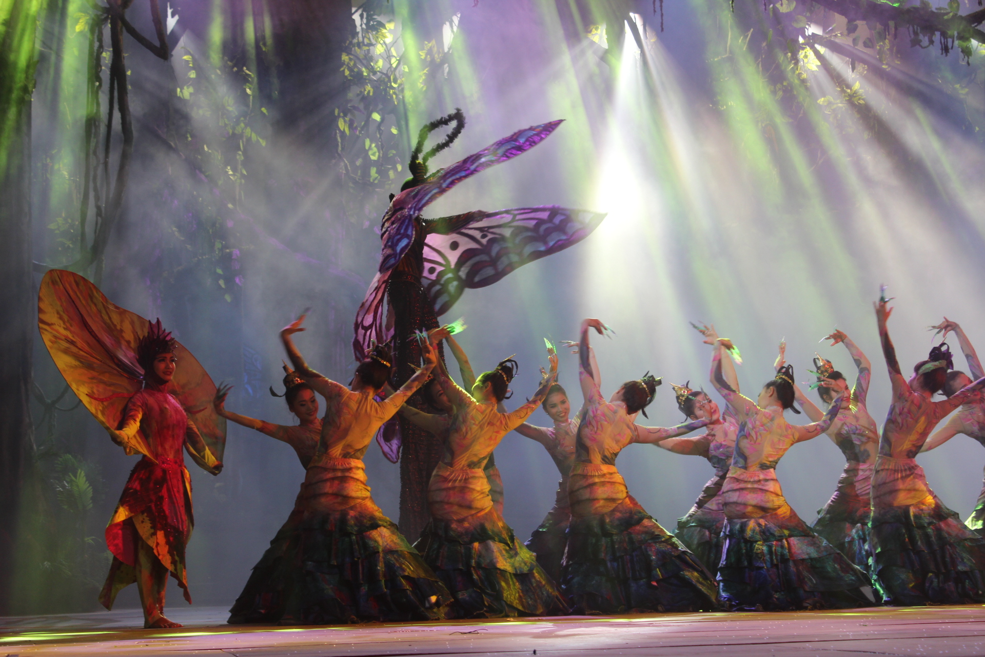 《吴哥王朝》汇聚中柬两国文艺、杂技、舞蹈、舞美、服装、舞台科技等众多艺术家的创作灵感。