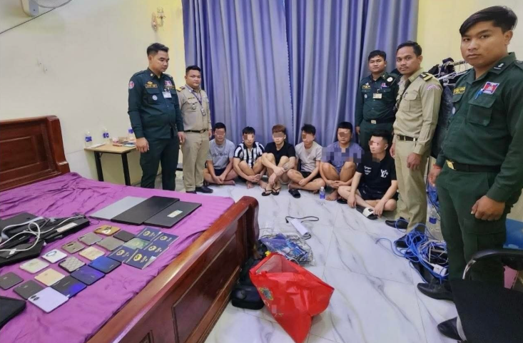 柴桢省警方突查疑似网络诈骗窝点，逮捕6名越南人